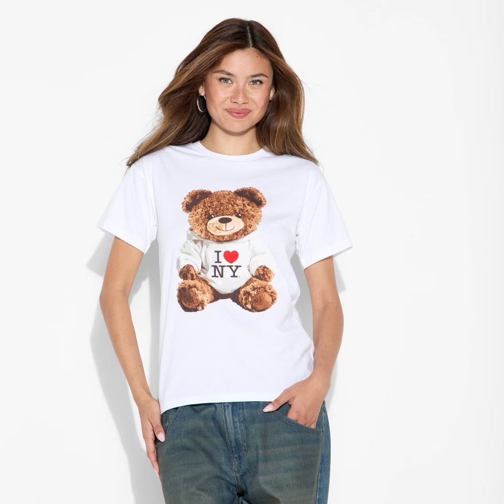 NYC Bear Graphic Tee Target White I Love NY Teddy T Shirt XS NWT